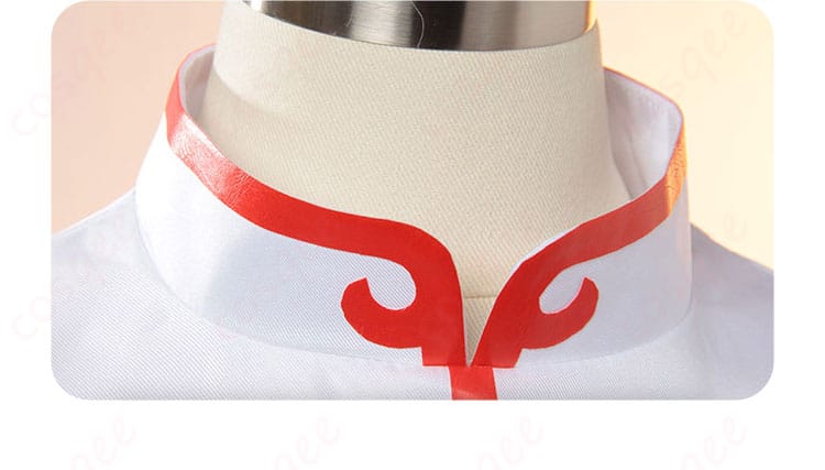 劇場版銀魂 完結編 神楽(5年後)コスプレ衣装の服装の襟の詳細。高品質な素材で忠実に再現。