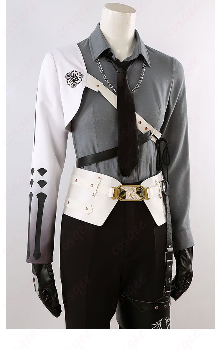 後家兼光コスプレ衣装のネクタイとベルトのディテール