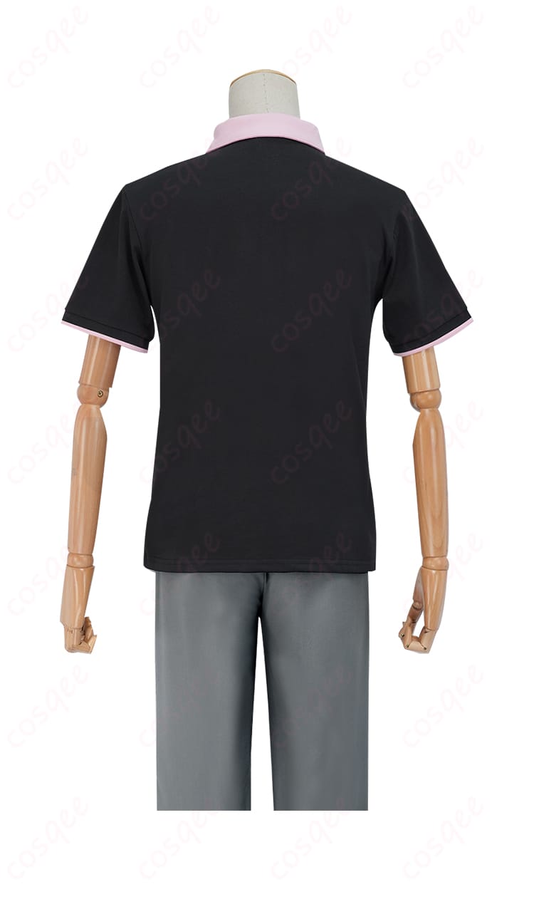 Free! 鮫柄学園夏男子制服コスプレ衣装 背面画像。後ろ姿から見た制服の美しいシルエット。