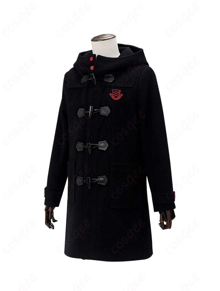 ペルソナ5 雨宮蓮の冬服コスプレ衣装(コート)の側面画像。細部まで丁寧に作られた衣装のシルエットが見どころです。