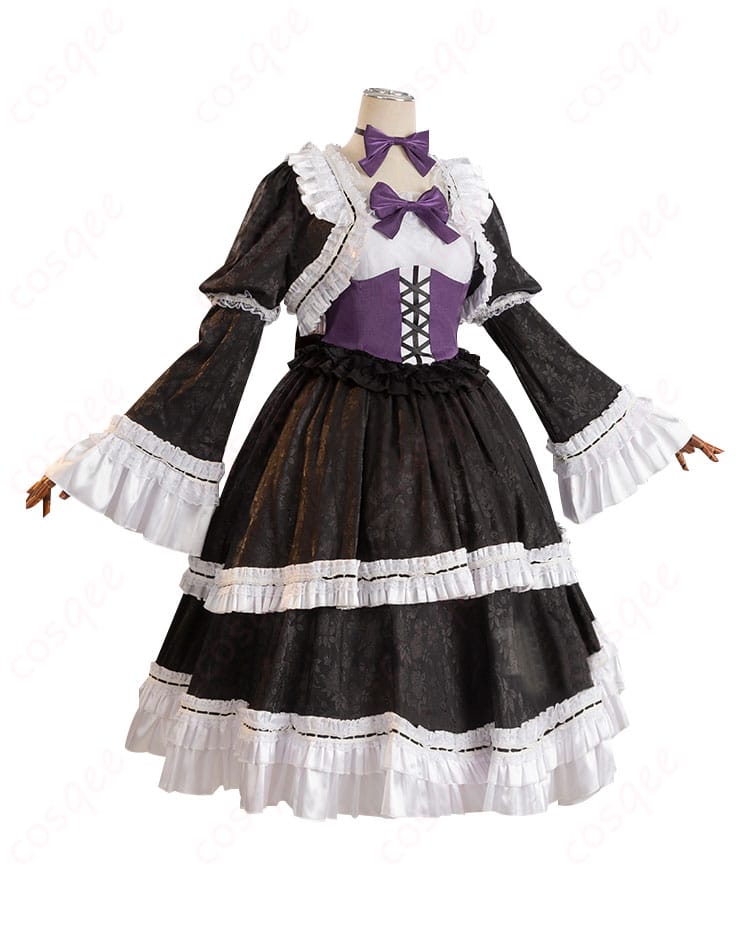 商品側面のコスプレ衣装。横から見た弥海砂のコスプレ衣装が分かりやすく、全体のシルエットが美しい。