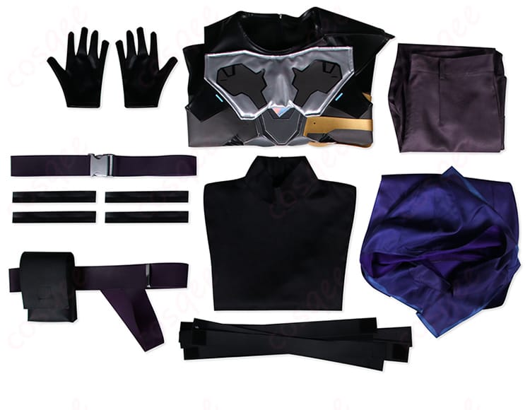 オーメン コスプレ衣装セット内容の紹介。衣装一式がすべて揃っていることがわかります。