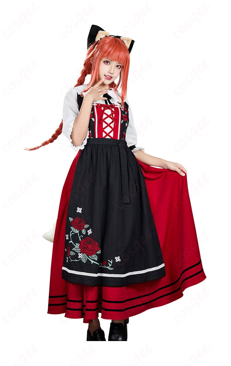 キャラクターが着用したスカート部分の詳細:ホロのアルザス民族衣装のスカートのデザインと素材。