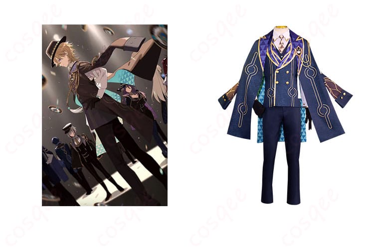 アベンチュリンのコスプレ衣装の正面とキャラクターを組み合わせた画像。崩壊スターレイルの忠実な再現。