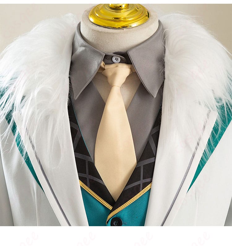 アベンチュリン衣装の細かい襟元とネクタイの装飾ディテール、精緻なデザイン