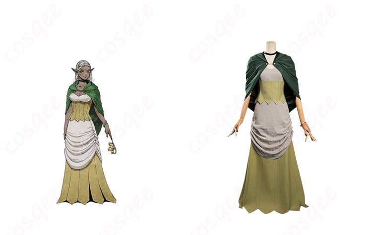 商品正面とシスヒスのキャラクターが一緒に写っているコスプレ衣装の画像。高精度再現のシスヒスコスプレ衣装。