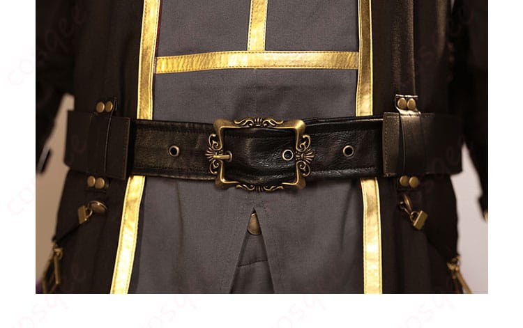 腰ベルト装飾のディテール - コスプレ衣装の腰ベルト部分の装飾の詳細画像。