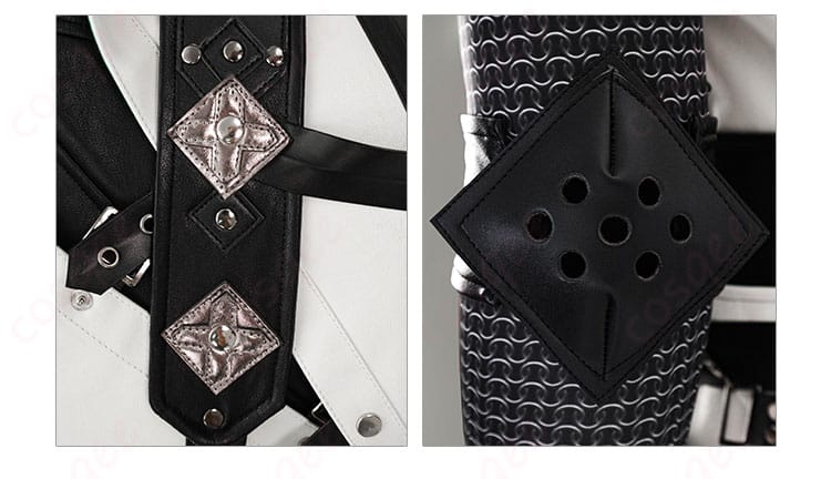 服装肩ストラップと肘当ての装飾細部 - 仕上げが美しいクラウド・ストライフ衣装