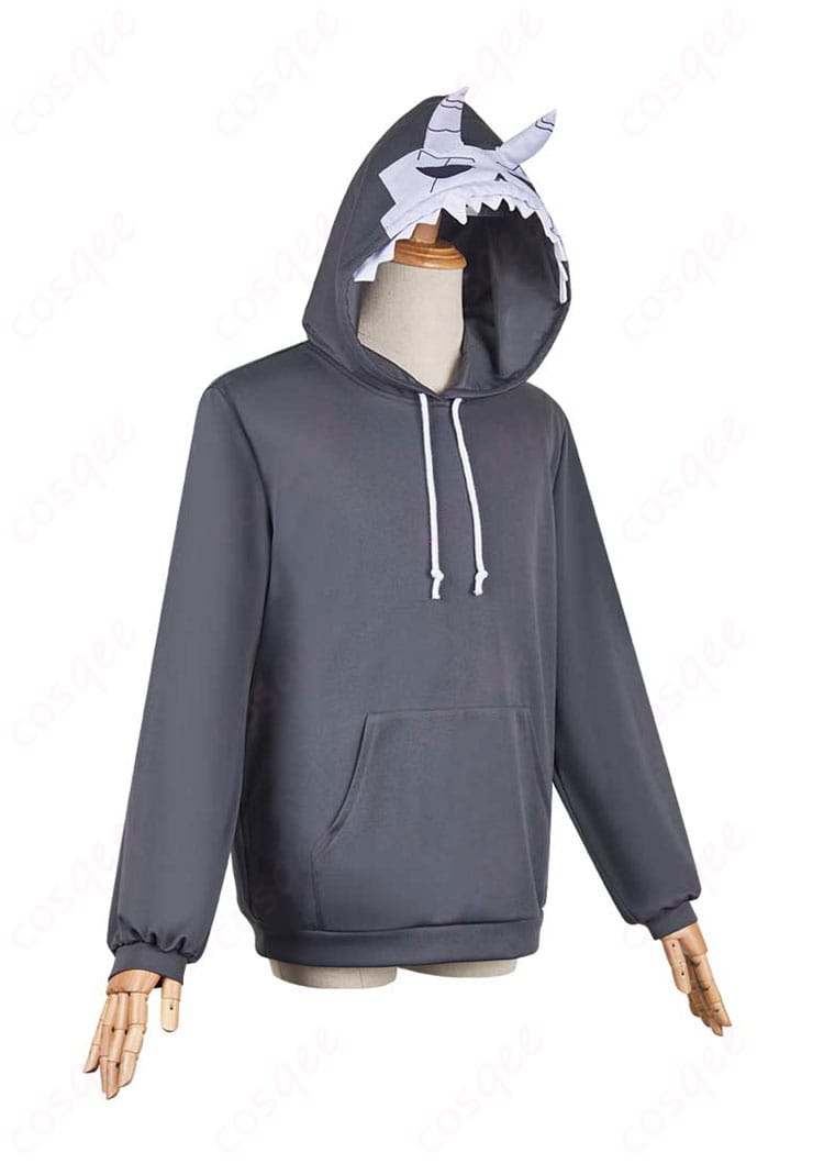 怪獣パーカーの右側からの写真。詳細なデザインとフィット感が特徴のコスプレ衣装。