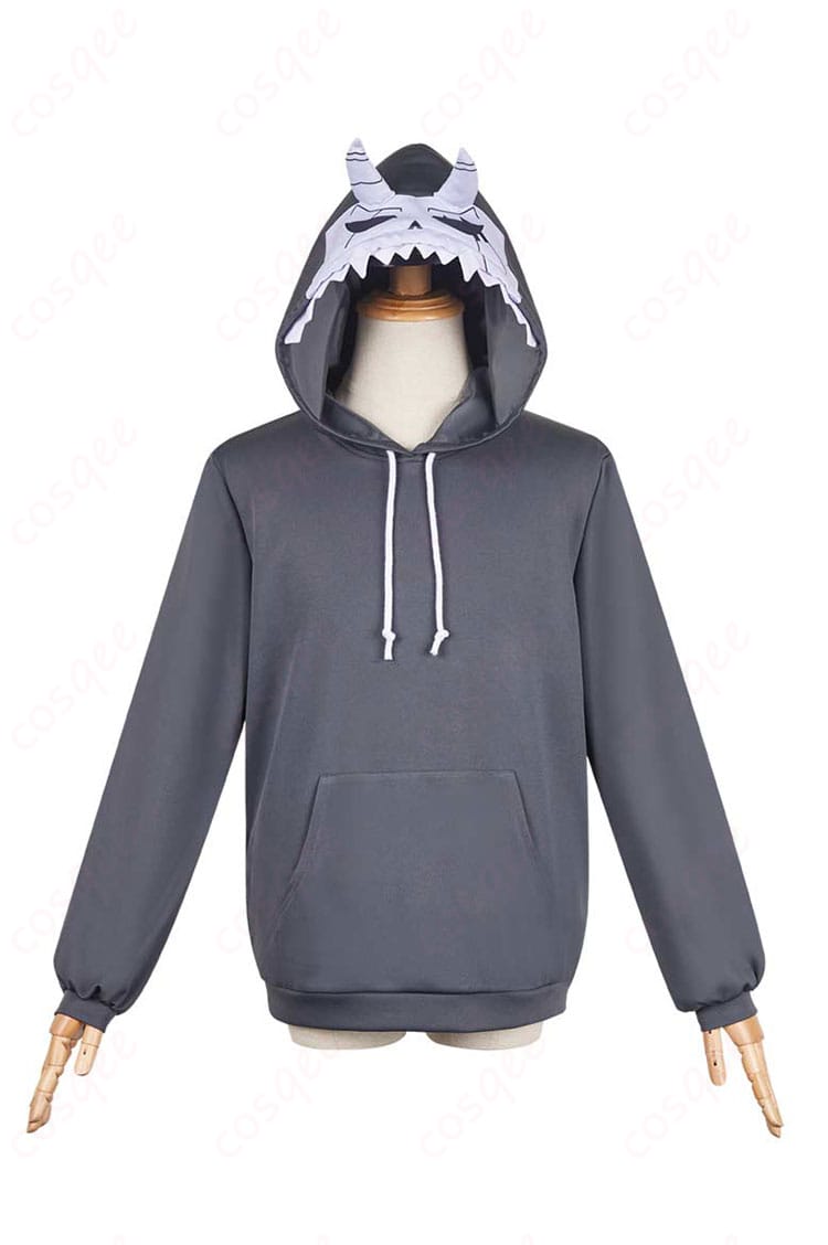 怪獣パーカーの正面写真。高再現度で日比野カフカと亜白ミナの特徴を忠実に再現したコスプレ衣装。