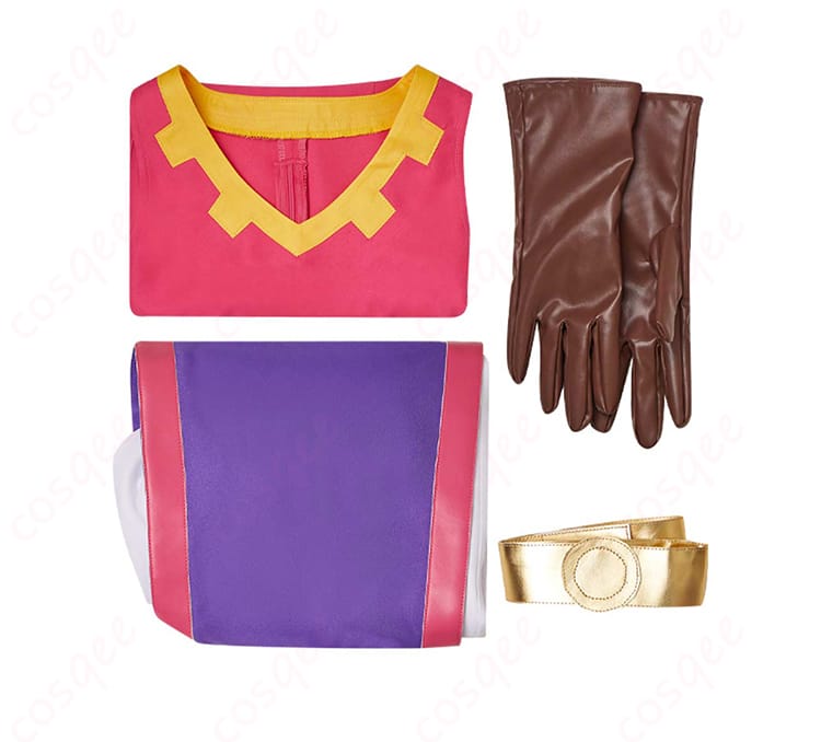 ゼルダの伝説 ゼルダ姫 コスプレ衣装 セット内容 - ズボン、トップス、ベルト、手袋が含まれているフルセット。
