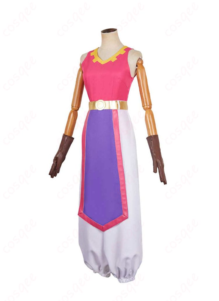 ゼルダの伝説 ゼルダ姫 コスプレ衣装 左側図 - コスプレイベントで目を引く美しいシルエットとディテール。