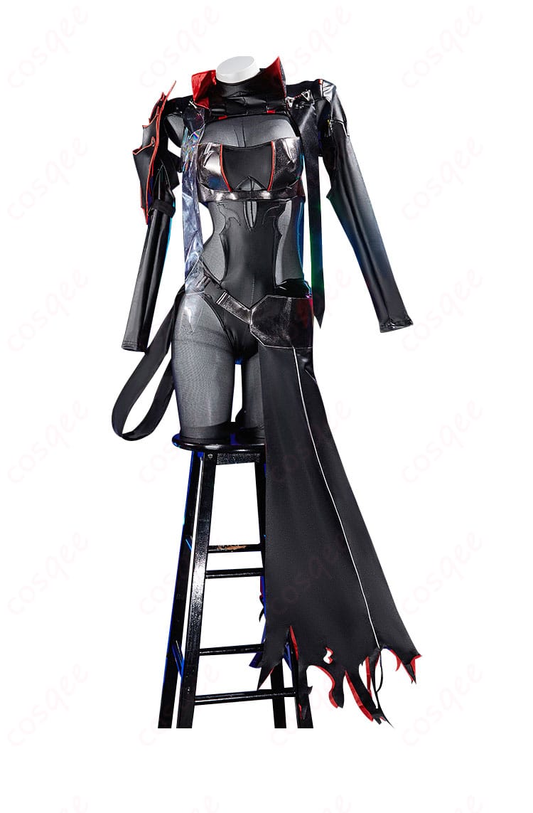 勝利の女神:NIKKE 紅蓮(ピルグリム) ブラックシャドウ コスプレ衣装 - 正面から見た全身画像。ゲームキャラクターの忠実な再現。