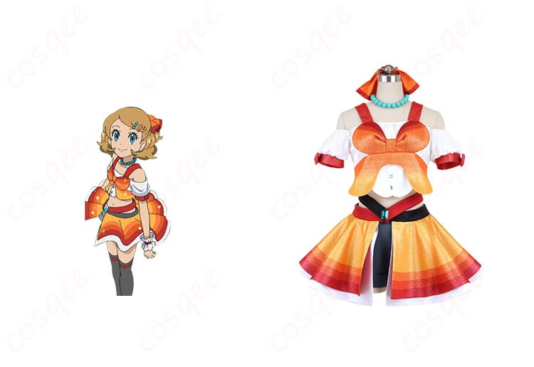 セレナのコスプレ衣装、ポケモンのキャラクターとの完璧な再現。コスプレイベントに最適なデザイン。