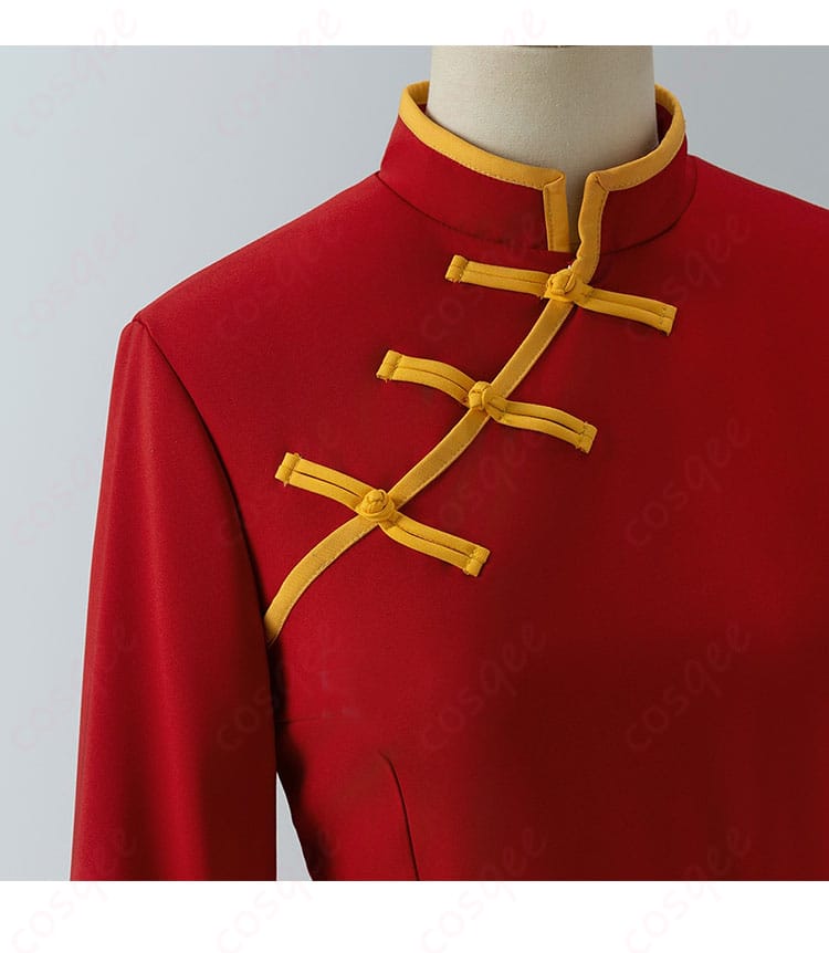 神楽コスプレ衣装の襟と斜めのボタン装飾の細部画像。高い再現度が際立ちます。