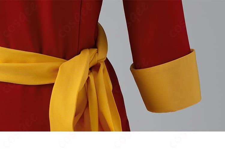 神楽コスプレ衣装の腰の帯と袖口の装飾を詳細に写した画像。衣装のエレガントな仕上げ。