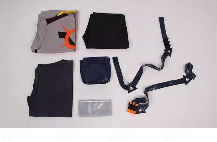 コスプレ衣装のセット内容全てを見せる画像。