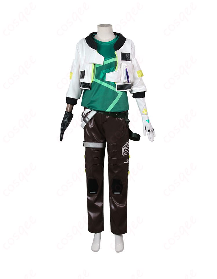 VALORANTデッドロックコスプレ衣装の正面、ディテールまで忠実に再現されたデザイン。