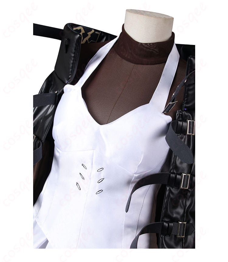 焰影リード コスプレ衣装 衣服の襟元装飾の詳細。繊細な刺繍とデザインが特徴的。