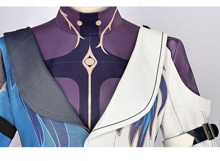 サンデーのコスプレ衣装の衣領部分の装飾。細かい刺繍と装飾が施されています。