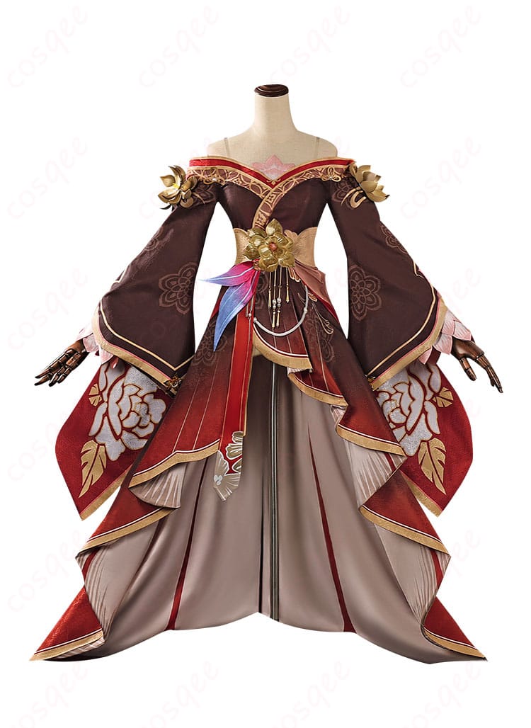 帰忘の流離人コスプレ衣装の正面画像、細部まで再現されたデザインが目を引きます。