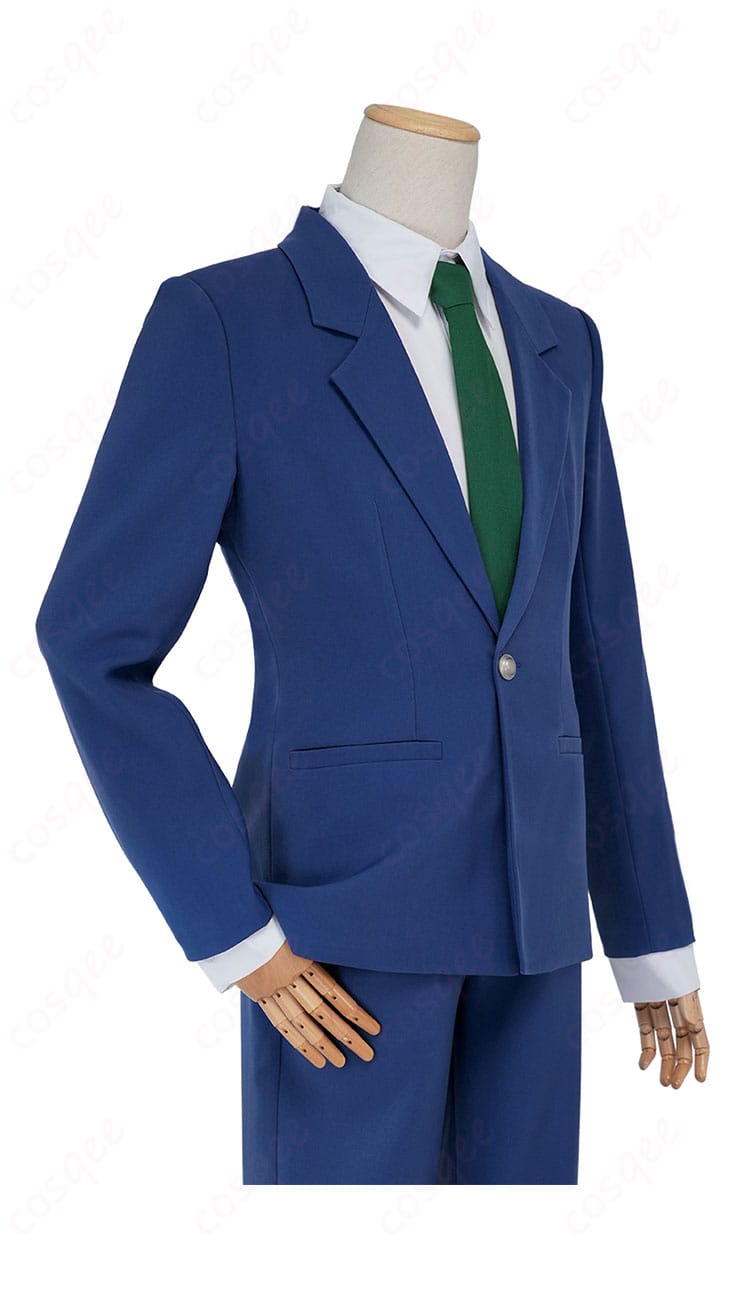 名探偵コナン工藤新一コスプレ衣装の右側から見たデザイン。制服のディテールに注目。