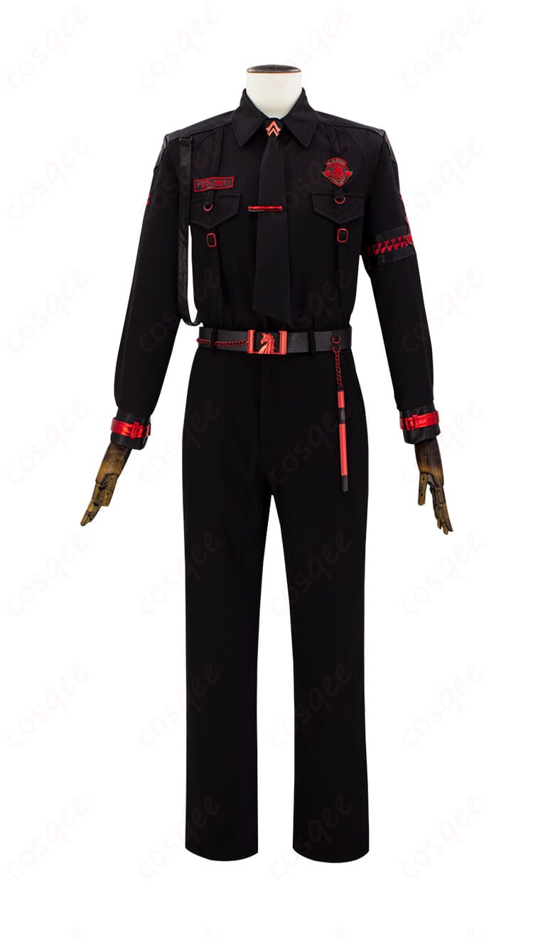 Evol特殊部隊 黒 制服の詳細な正面画像。高忠実再現。