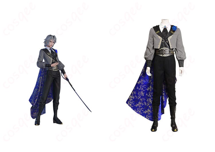 商品正面とキャラクターの組み合わせ画像 - セフィロスのコスプレ衣装、ファイナルファンタジーVIIのキャラクターと衣装のリアルな再現。