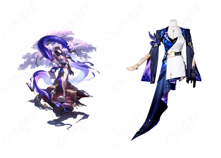 商品正面とキャラクターの組み合わせ画像 - ジェイドのコスプレ衣装、スターレイルのキャラクターとのリアルな再現。コスプレイベントに最適なデザイン。