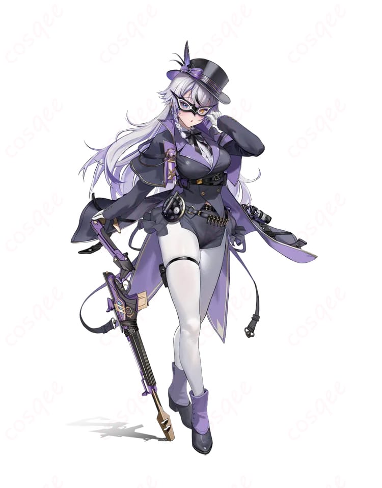 ファントムのコスプレ衣装(怪盗衣装)を着たキャラクターの画像。勝利の女神:NIKKEの魅力的なファントムを忠実に再現したコスプレ衣装。