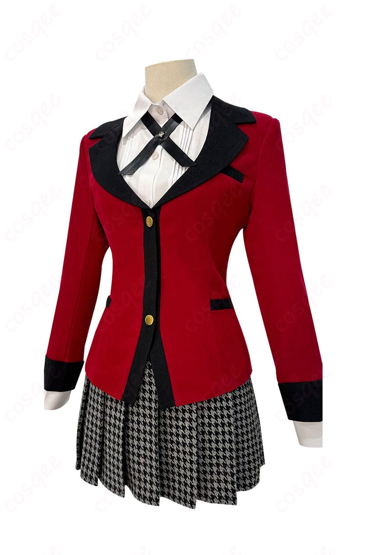 賭ケグルイ 蛇喰夢子 コスプレ衣装の側面の装飾詳細。スカートとコートのシルエットが引き立ちます。