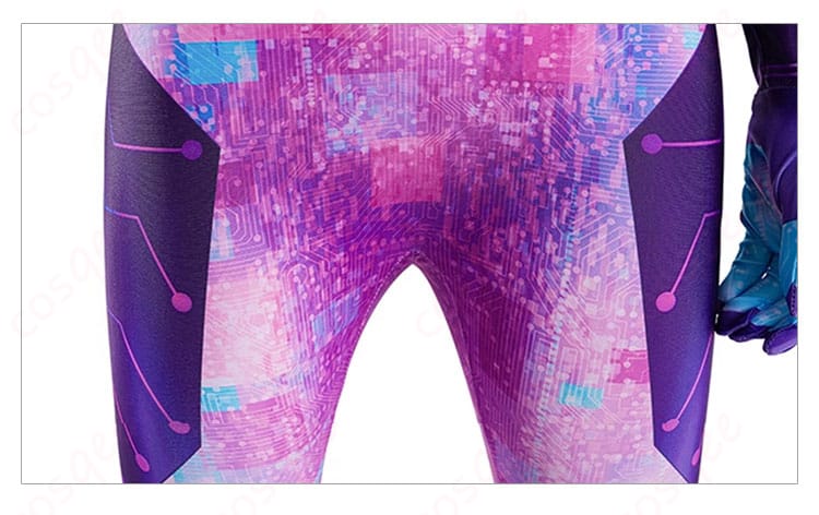 スパイダー・バイトコスプレ衣装の装飾部分のディテール画像。高再現度でキャラクターを忠実に再現。