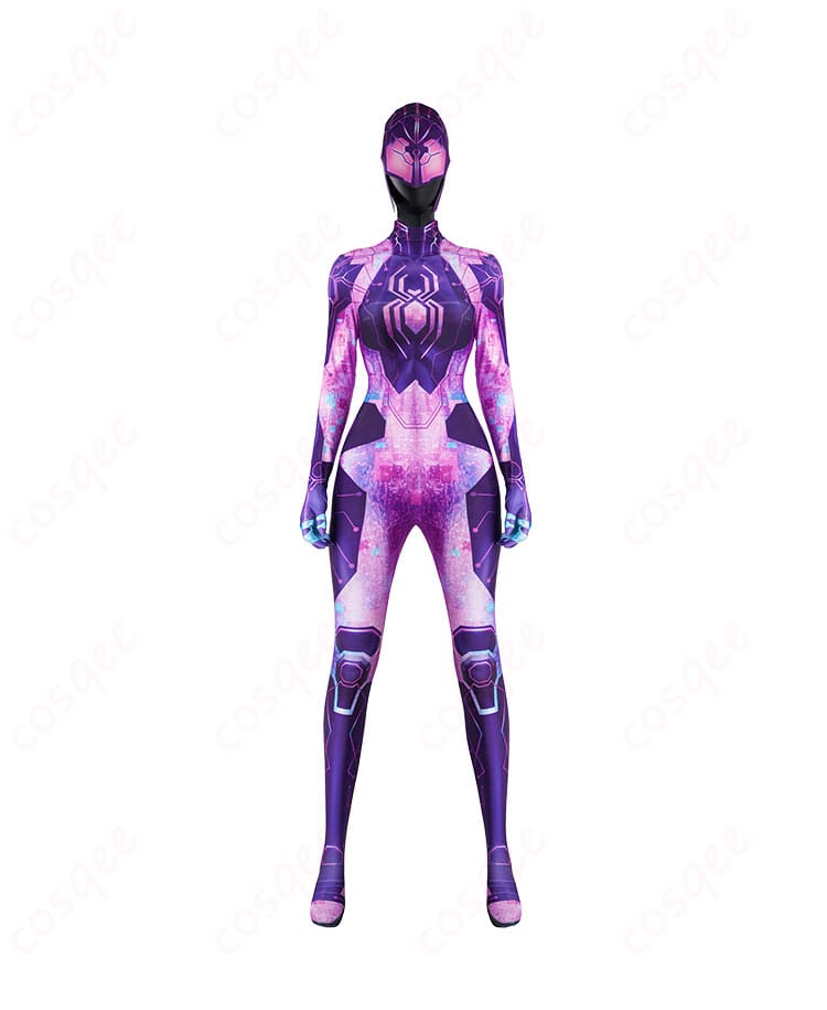 スパイダーマン:アクロス・ザ・スパイダーバース マーゴ・ケス(スパイダー・バイト)コスプレ衣装正面画像。詳細な衣装の再現で、アニメファンに最適。