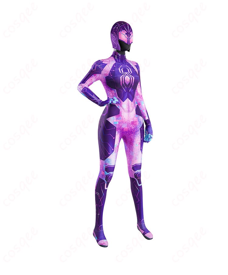 スパイダー・バイトコスプレ衣装の右側から見たデザイン画像。高精度な裁縫とディテールが際立つ。