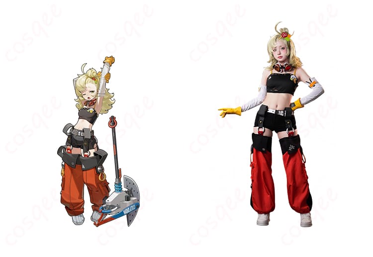 商品正面とキャラクターの組み合わせ画像 - ゼンレスゾーンゼロ パイパー・ウィールのコスプレ衣装、正面からの詳細画像。