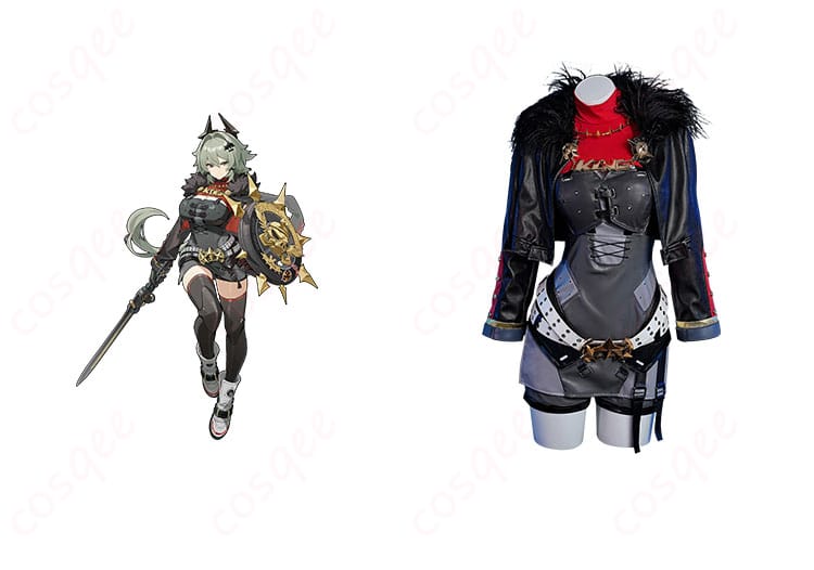 商品正面とキャラクターの組み合わせ画像 - ゼンレスゾーンゼロのキング・シーザーコスプレ衣装、キャラクターとのリアルな再現。