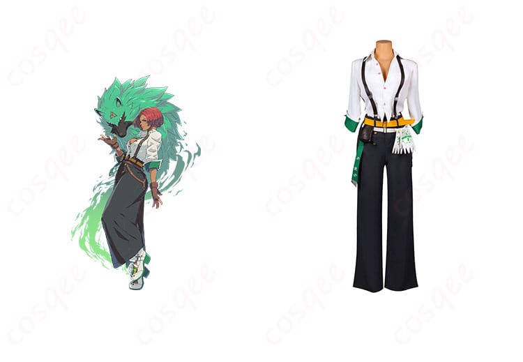 GUILTY GEAR -STRIVE- ジオヴァーナ コスプレ衣装 正面とキャラクターのイメージが組み合わさった画像。細部まで忠実に再現されたコスプレ衣装。