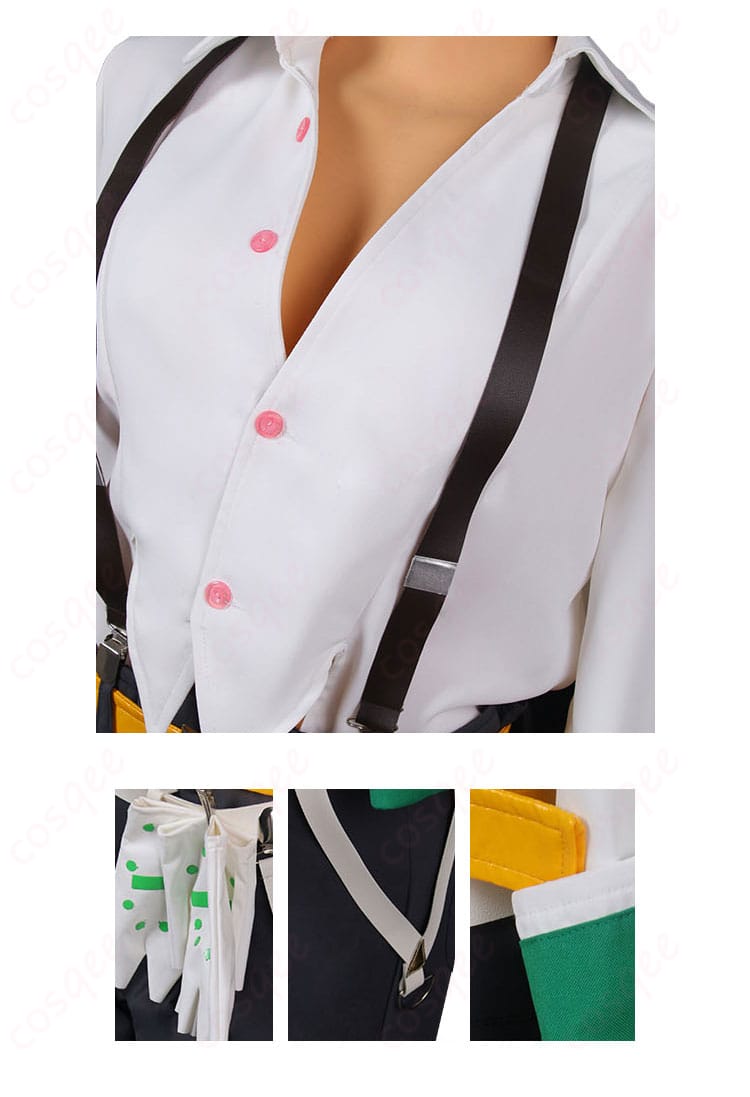 ジオヴァーナ コスプレ衣装の首元と腰部の装飾ディテール。刺繍やデザインが忠実に再現されています。