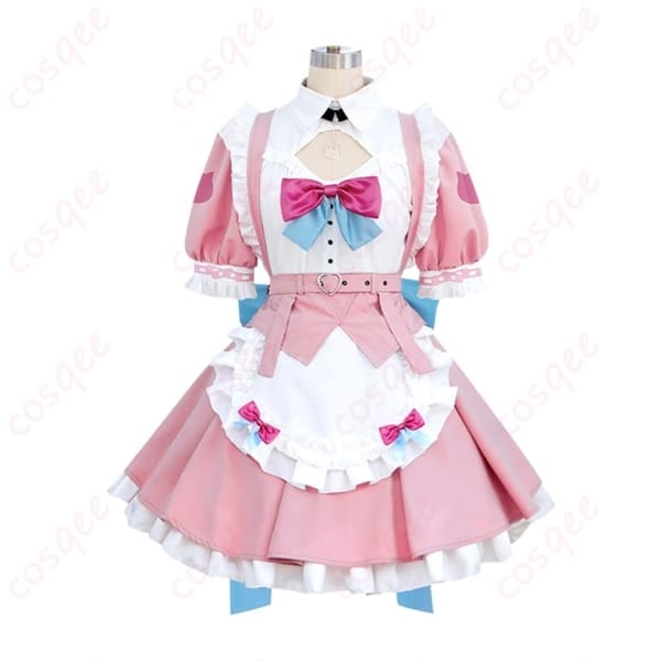 VTuber 結城さくなの清楚メイド風コスプレ衣装 ワンピとエプロンで写真映え