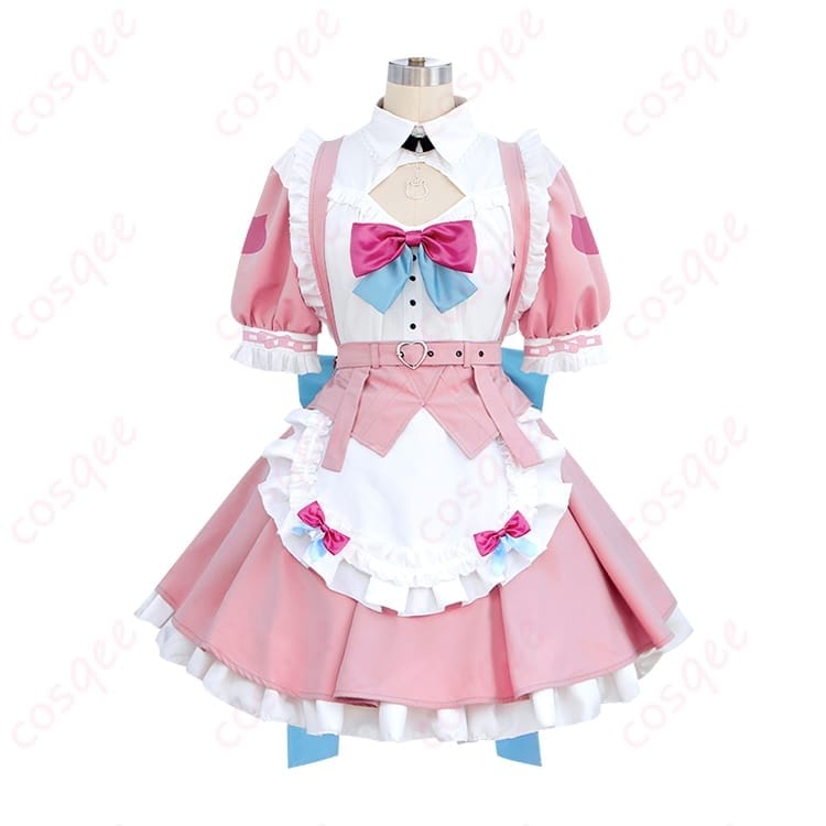 VTuber 結城さくなの清楚メイド風コスプレ衣装 ワンピとエプロンで写真映え - 1枚目の画像