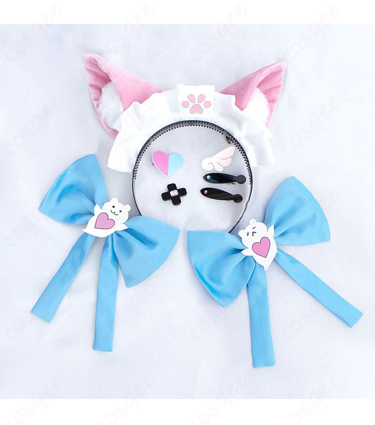 結城さくな コスプレ衣装の髪飾りとカチューシャの詳細。細かいデザインが施され、キャラクターの特徴を完璧に表現しています。コスプレファン必見のアイテム!