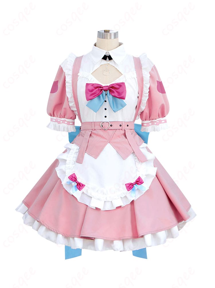 結城さくな コスプレ衣装 正面の詳細画像。ワンピースとエプロンセットのデザインが美しく、細部まで忠実に再現されています。コスプレ衣装通販ならCOSCLTで!