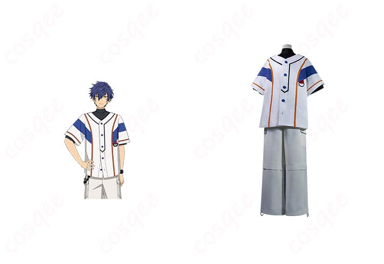 あんさんぶるスターズ!! 漣ジュン コスプレ衣装(私服2) 正面とキャラクターの写真。忠実再現のコスプレ衣装。