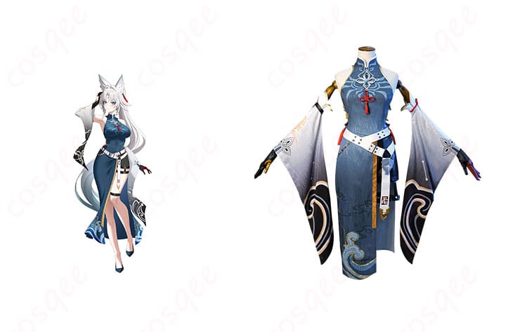 スターレイル 飛霄 コスプレ衣装 正面とキャラクターとの合わせ画像 | コスプレ通販で購入可能