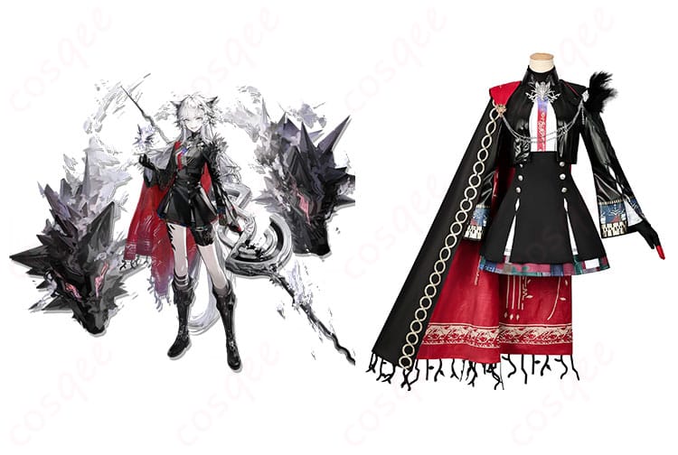 「荒廃ラップランド」コスプレ衣装の正面とキャラクターの組み合わせ画像。アークナイツの魅力的なデザインを再現。