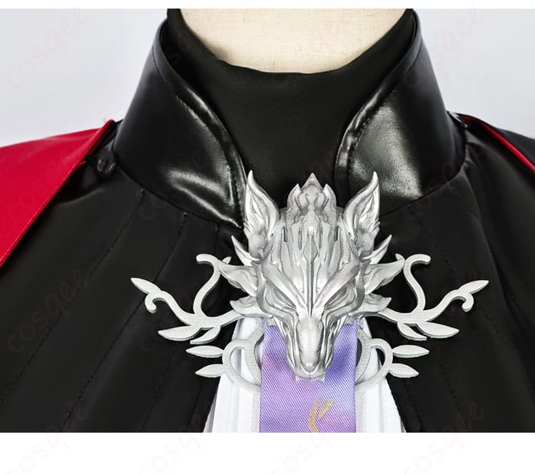 荒廃ラップランドコスプレ衣装の襟元装飾のディテール。細かい刺繍とデザインが特徴です。