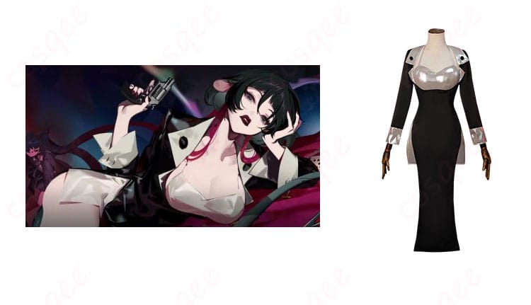 商品正面とキャラクターのコスプレ衣装が融合した画像 - ゼンレスゾーンゼロのジェーン・ドゥコスプレ衣装の正面とキャラクターの再現。