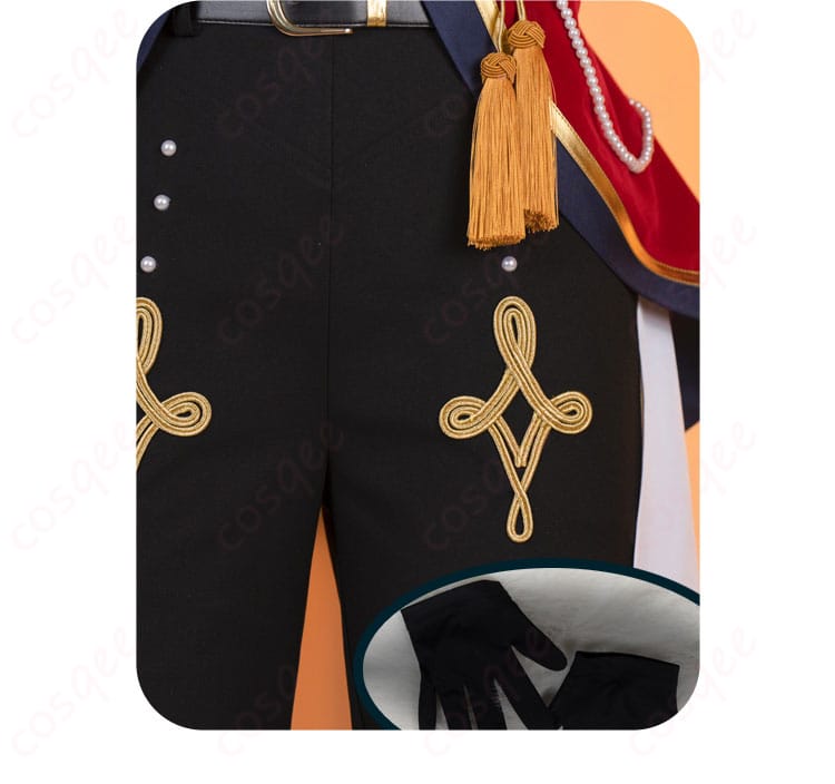 コスプレ衣装のパンツ装飾部分。クオリティの高いデザインが特徴。