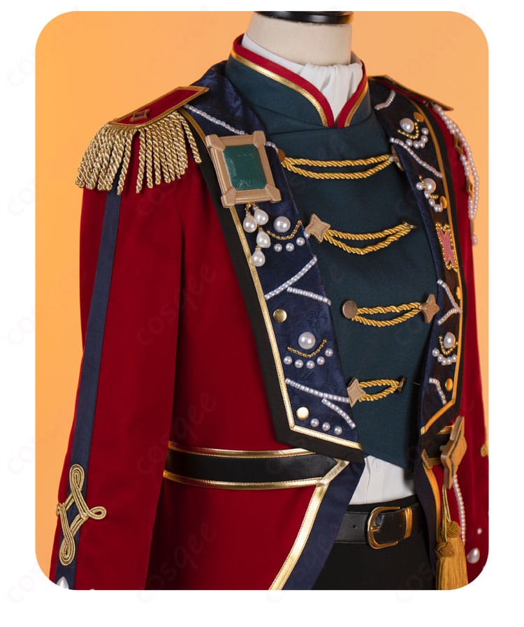 天祥院英智コスプレ衣装の門襟装飾。精緻な刺繍と装飾が特徴。