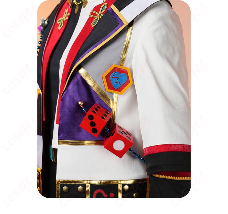 胸前装饰细节图:あんさんぶるスターズ!! 七種茨 コスプレ衣装 胸元の装飾ディテール、キャラクターらしい繊細なデザイン。